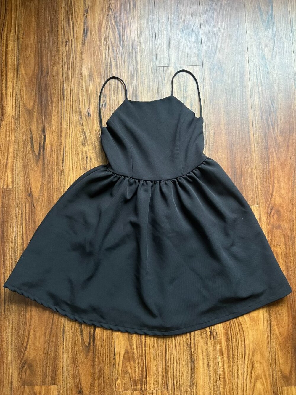 Lulus Black Fit & Flare Mini Dress Women’s Medium M Spaghetti Strap Cocktail